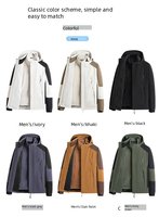 Veste coupe-vent thermique et imperméable 3 en 1 unisexe, manteau de randonnée d'hiver à capuche détachable pour hommes et femmes