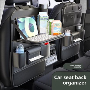 Universeller Nappa Faltbarer Leder-Autositz-Organizer Hängetasche Aufbewahrungsregal Rücksitz-Aufbewahrungsbox Rückenlehnen-Organizer mit Tisch - Product Image 1