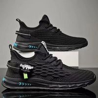 Nouvelles baskets tendance pour hommes, décontractées, sportives, à lacets, en maille souple et respirante, style Coconut, polyvalentes, grandes tailles, noires