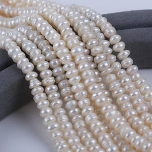 Perles plates blanches courtes, 5-6 mm, perles d'eau douce naturelles, semi-finies, pour la création de bijoux DIY, accessoires, perles colorées, longueur 18 cm - Product Image 5