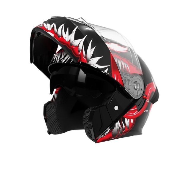 DOT Approved Venom Open Face Motorcycle Helmet - Anti-Fog Dual Visor, ABS