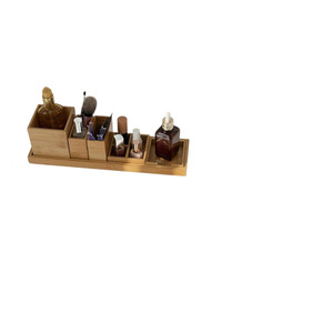 Bamboo Cosmetic Storage Set 6 Piece Desktop Organizer For <b>Makeup</b> <b>Vanity</b> Eco Friendly Wood Tray With Dividers - Product Image 4