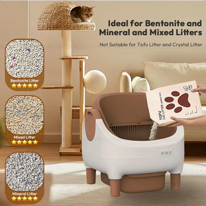 Elecpet-Caja de arena automática para gatos, gran inodoro de autolimpieza con bandeja de arena y alfombrilla para venta al por mayor, inodoro para gatos, 2025 - Product Image 5