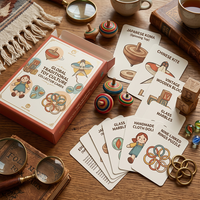 Cartes de culture des jouets traditionnels imprimées sur mesure OEM, jeu de cartes éducatives de collection vintage en gros avec boîte personnalisée