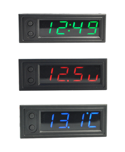 3 en 1 affichage numérique 24 heures horloge thermomètre tension voltmètre affichage LED <span class=keywords><strong>moto</strong></span> Fahrenheit 12V voiture camion <span class=keywords><strong>moto</strong></span> - Product Image 3
