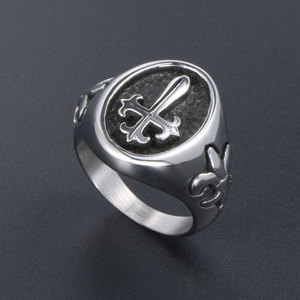 Men's <b>Titanium</b> Steel Cross <b>Ring</b> SA495 Vintage Gothic Style Jewelry Gift - Product Image 3