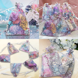 Sacs en organza <span class=keywords><strong>corail</strong></span> 10x15cm 100 pièces - <span class=keywords><strong>Pochette</strong></span> à cordon de luxe avec estampage à chaud pour bijoux, cadeaux, faveurs de <span class=keywords><strong>mariage</strong></span>, emballage - Product Image 6