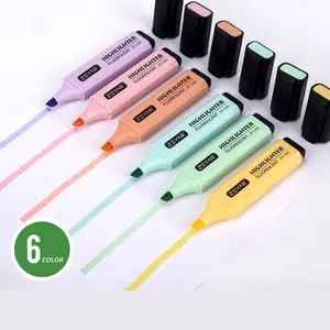 highlighter pastell pen-set Suppliers-Schule schreibwaren keine bluten pastell 6 farbe highlighter marker pen-set