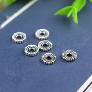 Cuentas redondas de plata tibetana de 2x8 mm para pulseras y joyería hechas a mano, cuentas sueltas de metal. - Product Image 3