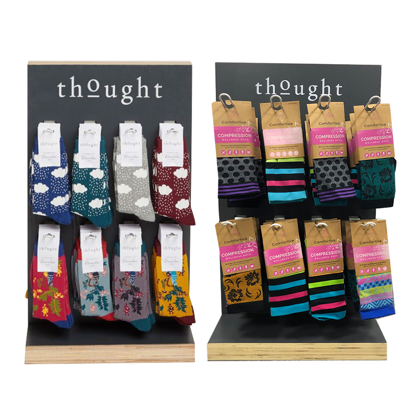 Apache Customizable Double-Sided Wooden Hosiery Display Rack for Supermarkets Enhanced Sock Display for Increased Sales — view 1