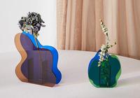 Décoration d'intérieur, vase en acrylique Perspex en forme de montagne et de nuage, vagues de fleurs