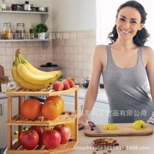 Three Tier Bamboo Fruit <b>Vegetable</b> Drainer Kitchen Countertop Storage Organizer Rectangle <b>Standing</b> Type Multifunctional - Product Image 1