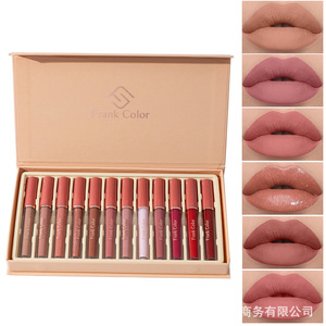Best-seller FrankColor : Coffret de 12 gloss à lèvres format standard, fini mat et scintillant, anti-transfert, pour sublimer les lèvres - Product Image 1