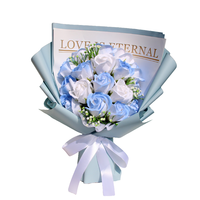 18 Buket Sabun Mawar Biru Es Serut Warna Gradasi Buatan Tangan - Hadiah Hari Valentine Siap Diberikan untuk Istri Anda yang Eksklusif
