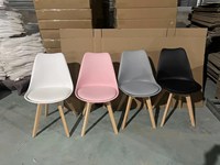 Ensemble de 4 chaises de salle à manger en plastique, design moderne en cuir jaune, style nordique, pour la maison et le bureau, vente en gros à prix réduit