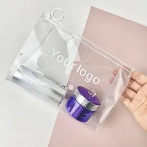 Bolsa de maquiagem transparente em PVC selado personalizada para viagem, bolsa de cosméticos ecológica à prova d'água para maquiagem