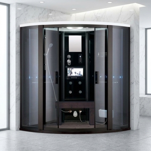 Baignoire-douche design moderne pour adultes, hammam préfabriqué <span class=keywords><strong>avec</strong></span> plateau en acrylique et cadre en aluminium - Product Image 5