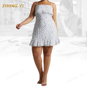 Vestiti all'ingrosso della fabbrica su misura di vendita calda di <span class=keywords><strong>Design</strong></span> di moda con bretelle motivo floreale cravatta indietro Mini donna abito corto - Product Image 2