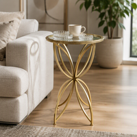 Table basse moderne, vente directe d'usine, accent décoratif pour la maison, 41,28*41,28*61,6 CM, plateau en verre, table en métal pour la décoration du salon