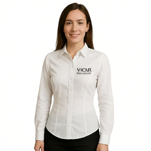 Camisa de Vestir Blanca de Manga Larga para Mujer Vicar, Color Sólido, Estilo Ejecutivo, Ajuste para Todas las Temporadas, Tejido de Tela - Product Image 1