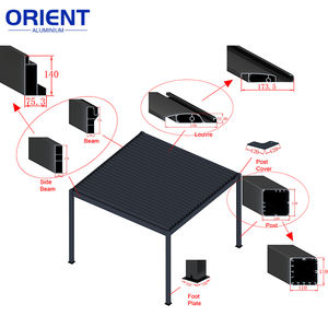 Pergola de jardin imperméable personnalisée Pergolas de <span class=keywords><strong>toit</strong></span> à persiennes Pare-soleil Véranda bioclimatique motorisée Installation facile Pare-soleil de bricolage - Product Image 6