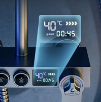 Grifo de Temperatura Constante de Latón con Rociador de Ducha Individual de Cuatro Funciones, Diseño Moderno, Sistema de Ducha de Baño Montado en la Pared con Chorro Deslizante