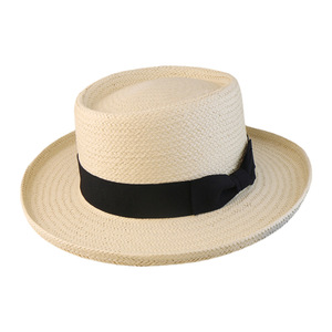 Chapeau Panama en paille fine tressée pour homme, à calotte plate avec rainure centrale, style Fedora à bord plat - Product Image 2
