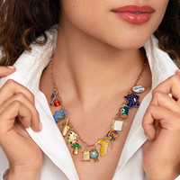 YIMEIL&Wholesale Breloque DIY plaquée or 18 carats, motif enveloppe de vie, nœud papillon, verre à vin, citron, avec incrustation d'émail et de zircon