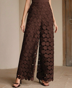 Pantalon d'été taille haute pour femmes sur mesure style minimaliste uni jambe droite avec frange de tranche pantalon décontracté creux - Product Image 2