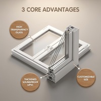 Ventana de PVC Certificada Europea y Americana con Rejilla y Vidrio Templado para Casas