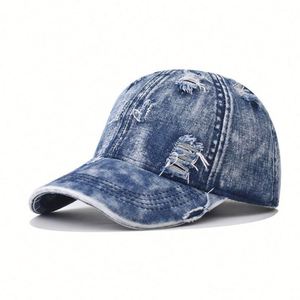 Casquette de baseball tendance toutes saisons pour hommes et femmes, en jean délavé et déchiré, style urbain - Product Image 2