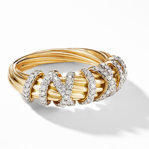 Anillo de diamantes Tiffany & Co. en oro amarillo, corte brillante redondo, color G natural, anillo de boda de lujo para mujer H071 - Product Image 1