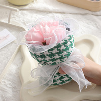 Mini bouquet de roses en tissu pied-de-poule parfumé, fleur éternelle, coffret cadeau, cadeau de mariage, cadeau de la Saint-Valentin, vente en gros
