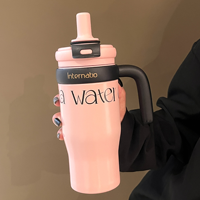Termo Portátil de Gran Capacidad, Ecológico, para Estudiantes, Taza de Café con Asa, Diseño Simple y Moderno para Oficina