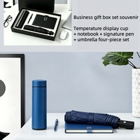 Set de Regalo de Cuaderno y Bolígrafo de Negocios de Alta Gama con LOGO Personalizado, Set de Regalo Práctico e Inteligente con Botella Térmica y Paraguas