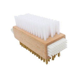 Solid Wood Double-sided Shoe <b>Brush</b> With White And Bronze Bristles For Suede And Snow Boots Cleaning - Product Image 2