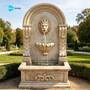 <span class=keywords><strong>Fontaine</strong></span> <span class=keywords><strong>murale</strong></span> extérieure en marbre beige naturel antique avec tête de lion - Product Image 6