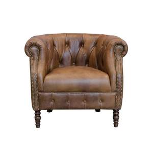 Sillón de Cuero con Estructura de Madera, Acolchado Confortable, Construcción Duradera, Silla Clásica y Elegante para el Hogar o la Oficina, Sala de Estar - Product Image 5