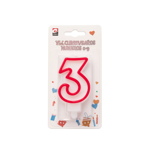เทียนตัวเลขขอบแดง 3 12/แพ็ค ของตกแต่งงานวันเกิด - Product Image 1