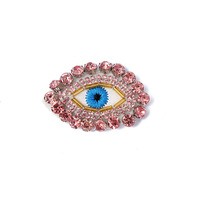 Patchs décoratifs 3D faits main en feutre non tissé en forme d'œil maléfique à coudre, avec strass en plastique multicolores, accessoires pour chapeaux
