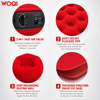 Fauteuil pouf gonflable WOQI portable, super doux et pliable, pour salon, terrasse et jardin