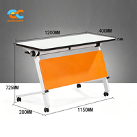 Table de formation mobile pour la logistique, cadre blanc, panneau orange, roulettes, pliable, pour réunions de bureau, salles de formation et salles de classe