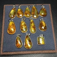 Handgefertigter 925 Sterling Silber Natürlicher Gold-Bernstein-Anhänger Reiki-Heilkristall-Schmuck zur Verbesserung des Schlafs und gegen Stress