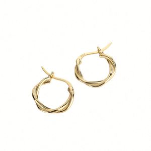 Boucles d'oreilles créoles torsadées en argent sterling 925 pour femme, avec cristaux, bijoux de luxe tendance 2020, cadeau de mariage, fête - Product Image 6