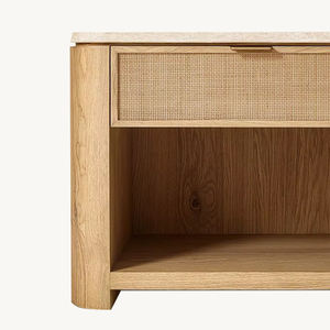 Buffet rétro en bois massif, petit salon, armoire de rangement en rotin simple, armoire de rangement domestique, table de chevet de chambre à coucher - Product Image 2