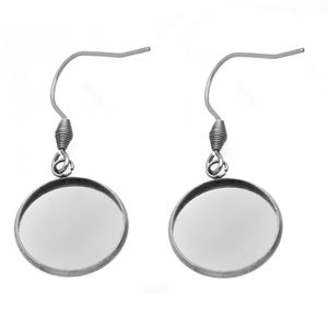 Blancs de <span class=keywords><strong>boucles</strong></span> <span class=keywords><strong>d</strong></span>'<span class=keywords><strong>oreilles</strong></span> bricolage-Réglages de plateau de lunette ronde avec crochets en argent sterling Fournitures - Product Image 3