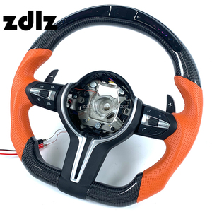 Volant en cuir perforé avec LED et fibre de carbone pour <span class=keywords><strong>BMW</strong></span> M2 M3 M4 M5 F80 F30 F10 F16 F32 F36, personnalisé - Product Image 3
