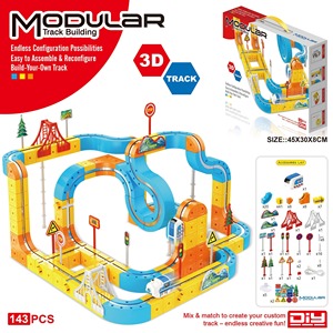 Ensemble de piste de course électronique 3D flexible en plastique à assembler soi-même, avec batterie au lithium, pour enfants, éducatif, pour voitures de course et trains à fente multiples - Product Image 2