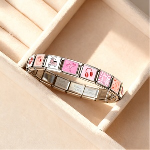 Vente en gros, meilleures ventes : Breloques italiennes personnalisées en forme de verres à dés de la série rose, compatibles avec bracelet en acier inoxydable de 9 mm, pour la création de bijoux DIY, cadeau - Product Image 2