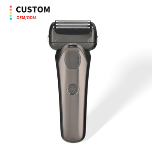 Afeitadora con logotipo personalizado para hombre, afeitadora marrón IPX5 eléctrica automática de tres hojas, afeitadora con hoja, fuente de alimentación USB para uso doméstico en hoteles - Product Image 1